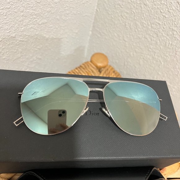 Dior Homme Sunglasses Mirrored Lenses Silver Wire Frames Men's-Preowned - Picture 3 of 12